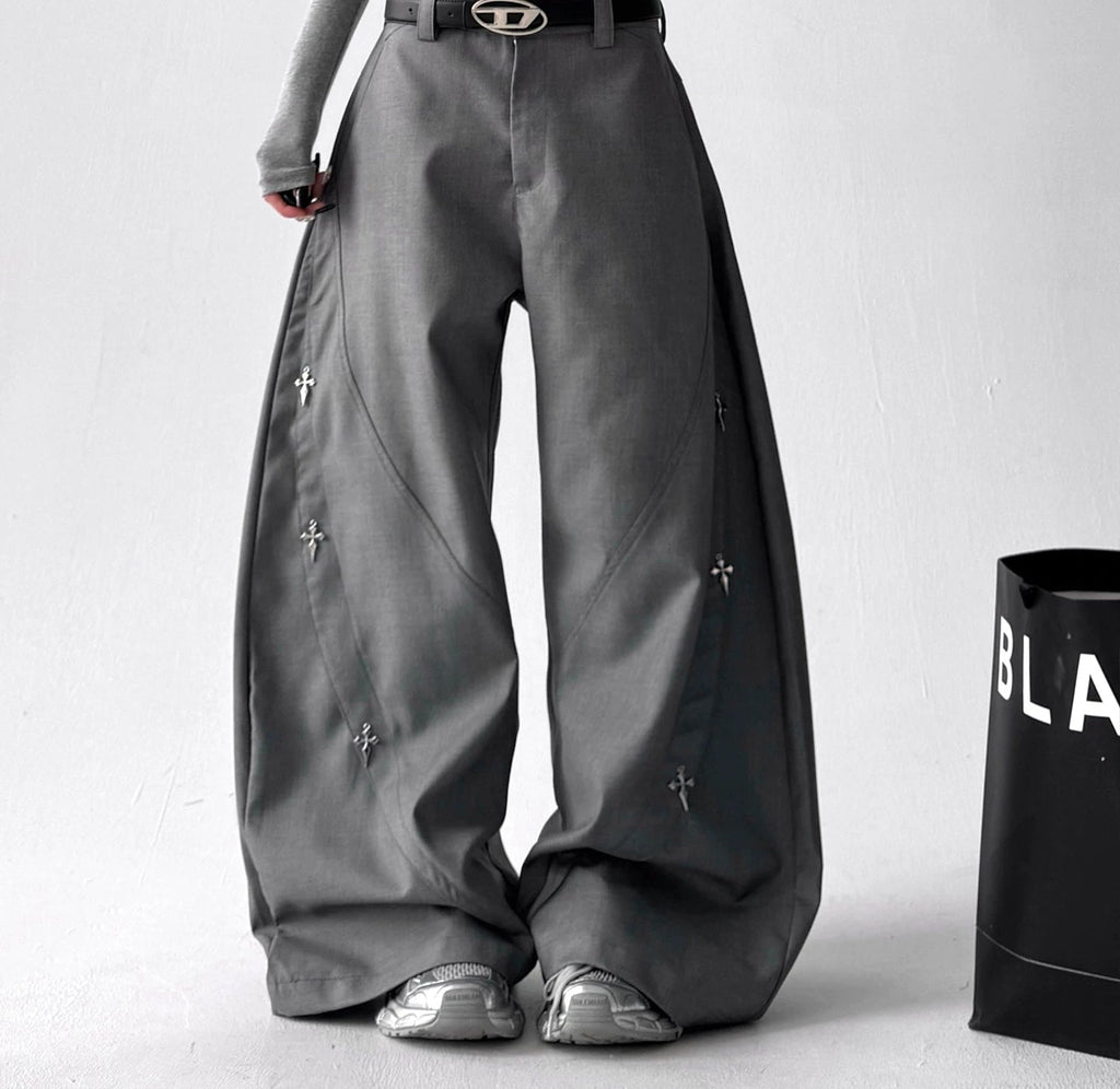 Star-Studded Curved-Leg Pants - COPPING THREADS - CT ORIGINALS