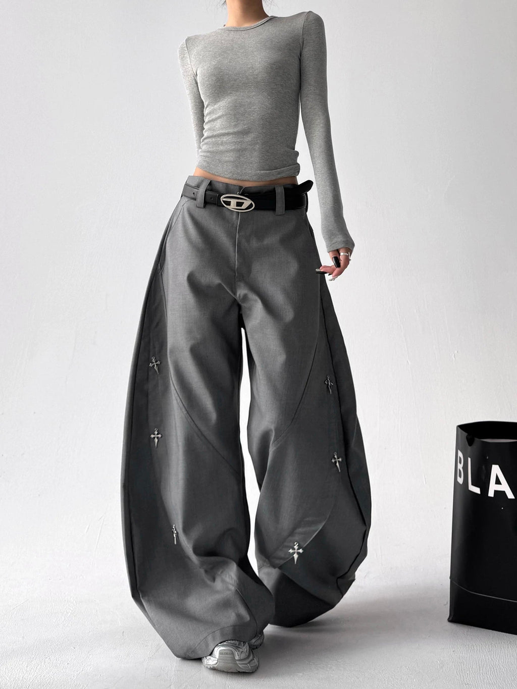 Star-Studded Curved-Leg Pants - COPPING THREADS - CT ORIGINALS