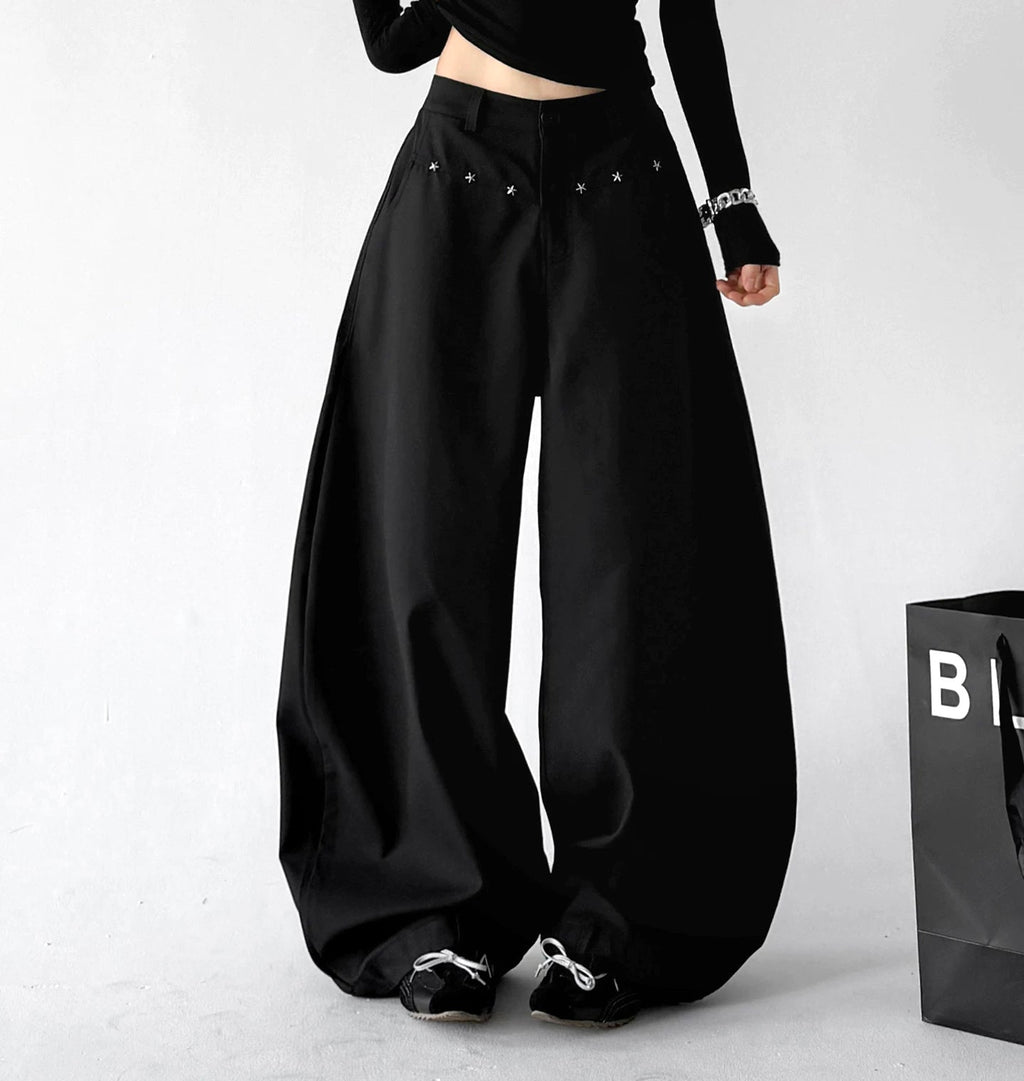 Star-Trim Waist Wide-Leg Pants - COPPING THREADS - CT ORIGINALS