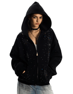 Starburst Rhinestone Cross Zip Hoodie - COPPING THREADS - 0123Start
