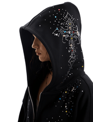 Starburst Rhinestone Cross Zip Hoodie - COPPING THREADS - 0123Start