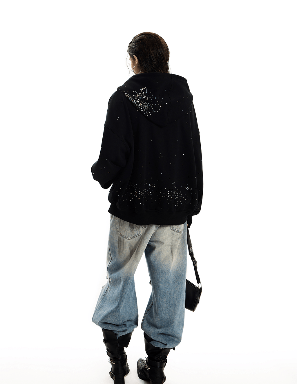 Starburst Rhinestone Cross Zip Hoodie - COPPING THREADS - 0123Start