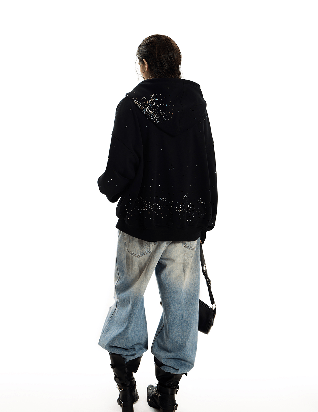 Starburst Rhinestone Cross Zip Hoodie - COPPING THREADS - 0123Start