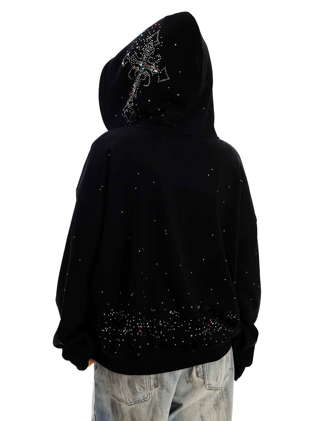 Starburst Rhinestone Cross Zip Hoodie - COPPING THREADS - 0123Start