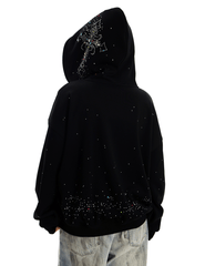 Starburst Rhinestone Cross Zip Hoodie - COPPING THREADS - 0123Start