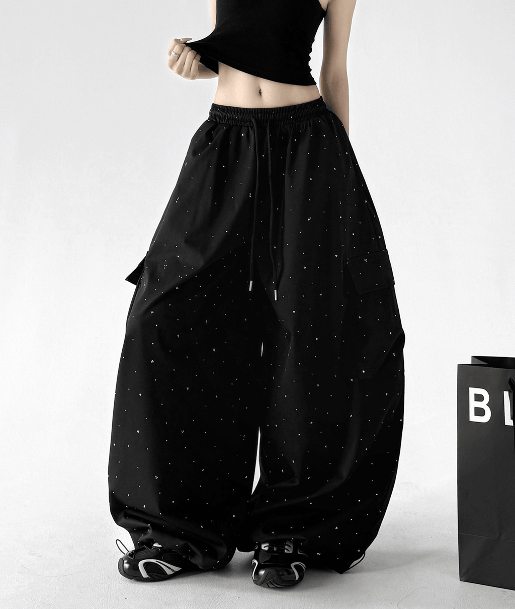 Starry Rhinestone Wide - Leg Cargo Pants - CT6207 - COPPING THREADS - CT Select