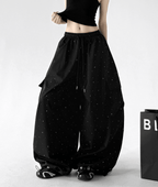 Starry Rhinestone Wide - Leg Cargo Pants - CT6207 - COPPING THREADS - CT Select