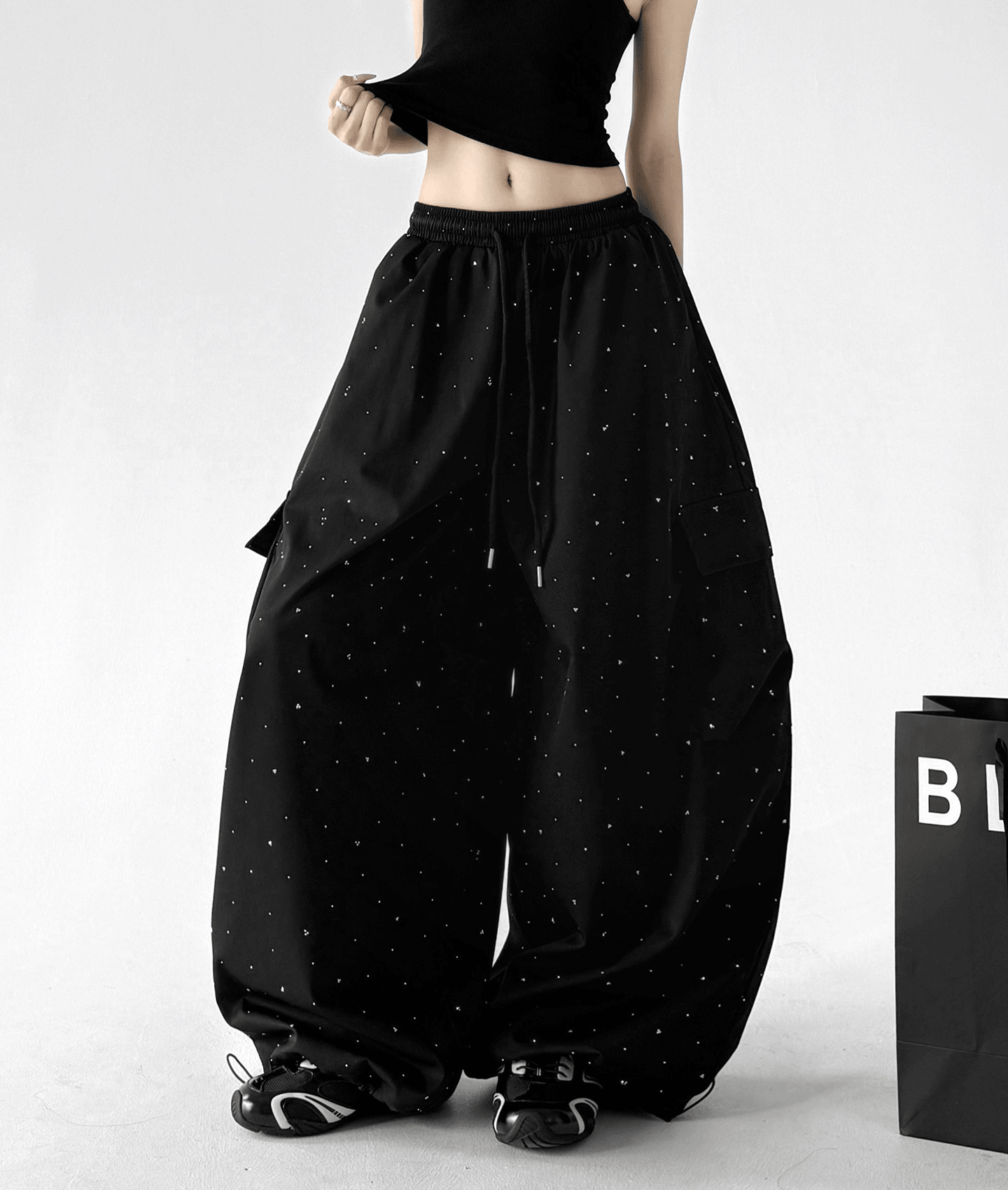 Starry Rhinestone Wide - Leg Cargo Pants - CT6207 - COPPING THREADS - CT Select
