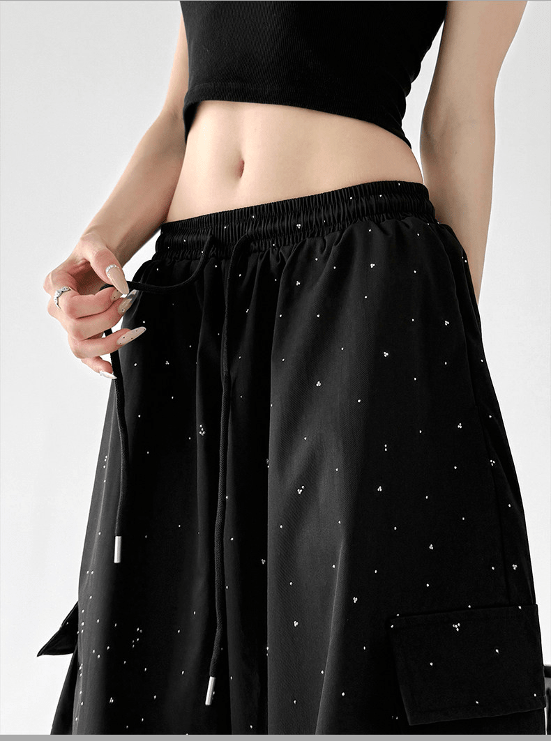 Starry Rhinestone Wide - Leg Cargo Pants - CT6207 - COPPING THREADS - CT Select