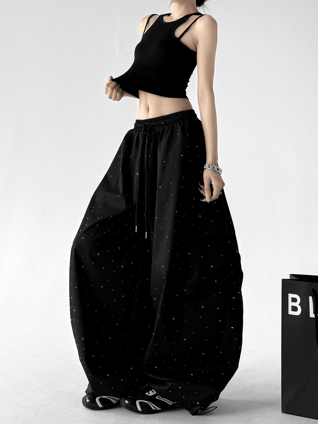 Starry Rhinestone Wide - Leg Cargo Pants - CT6207 - COPPING THREADS - CT Select