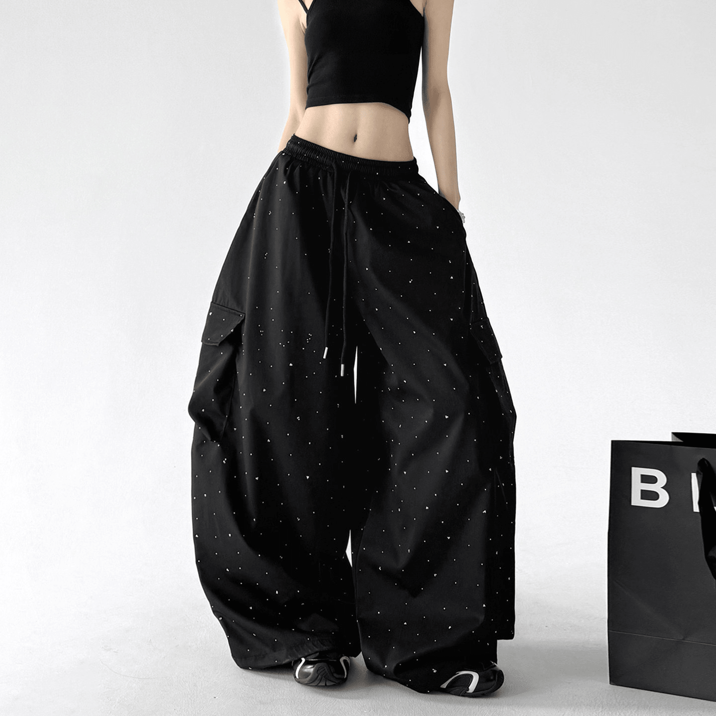 Starry Rhinestone Wide - Leg Cargo Pants - CT6207 - COPPING THREADS - CT Select Main image