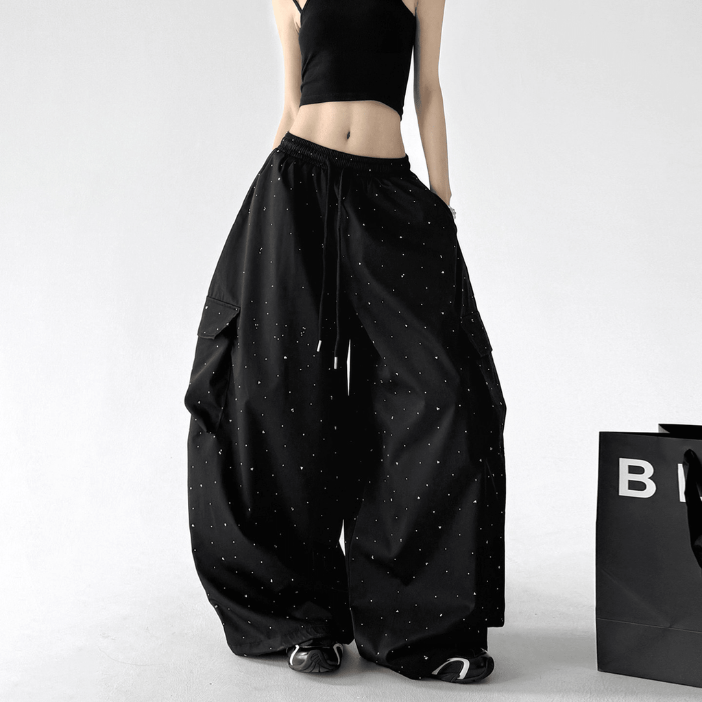 Starry Rhinestone Wide - Leg Cargo Pants - CT6207 - COPPING THREADS - CT Select