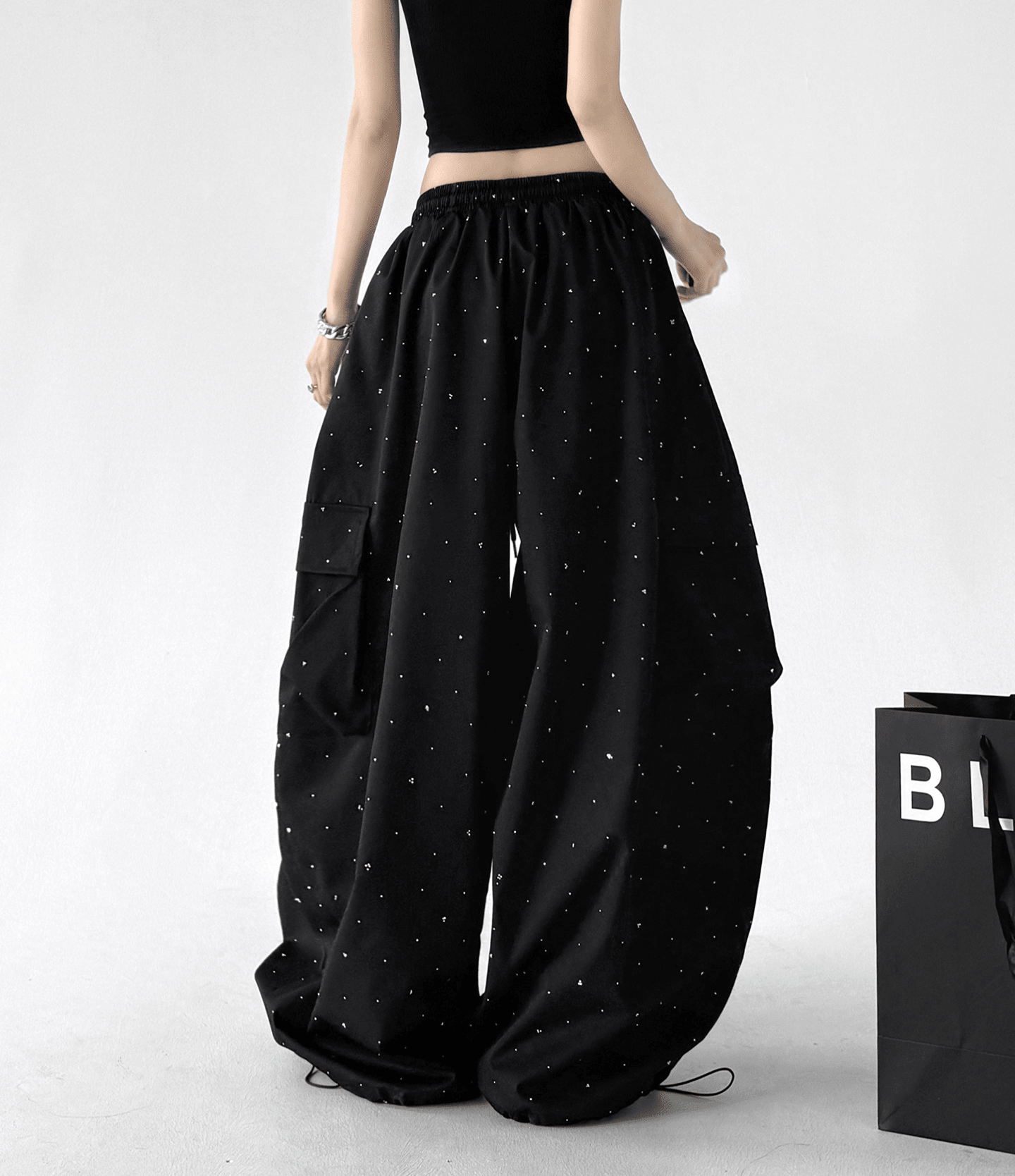 Starry Rhinestone Wide - Leg Cargo Pants - CT6207 - COPPING THREADS - CT Select