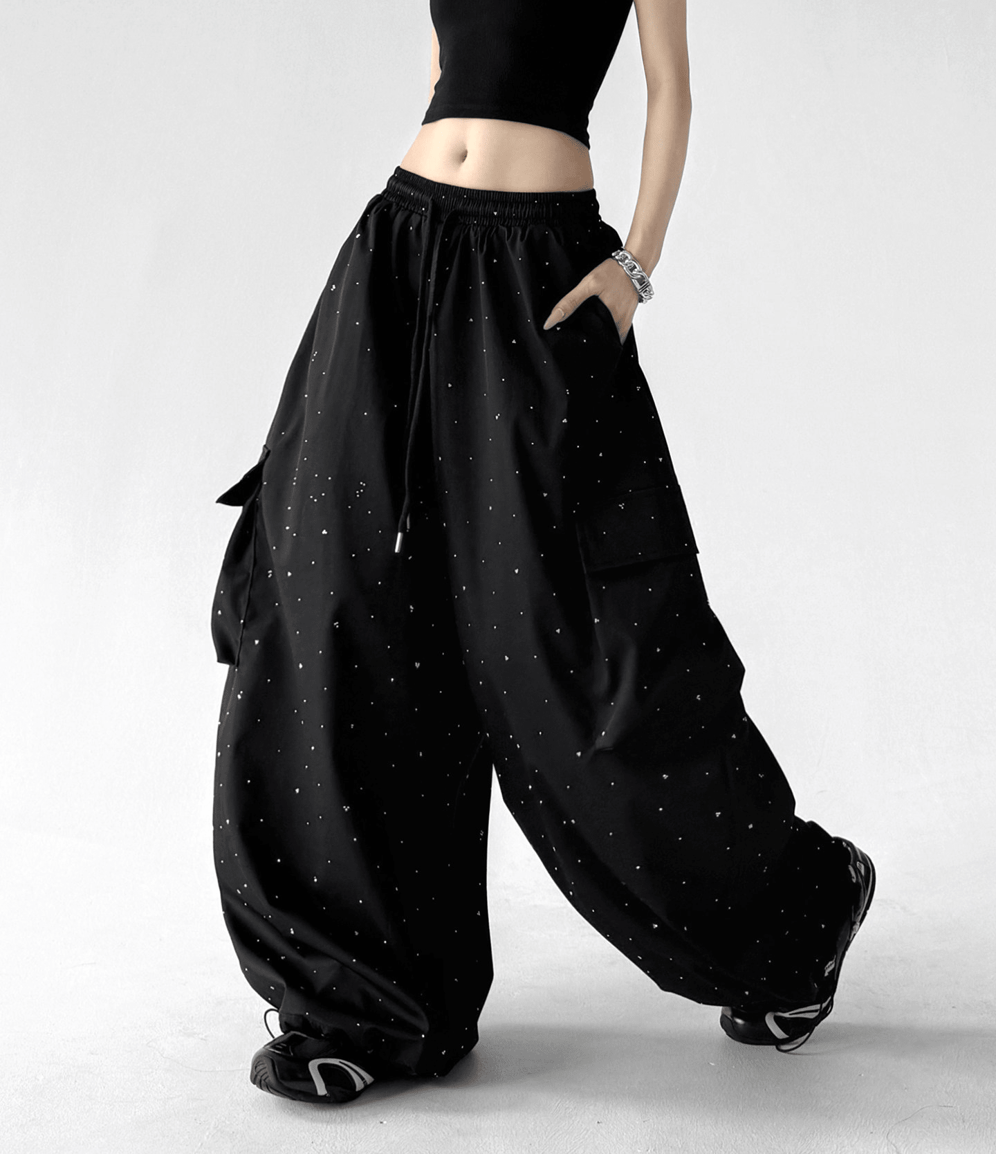 Starry Rhinestone Wide - Leg Cargo Pants - CT6207 - COPPING THREADS - CT Select