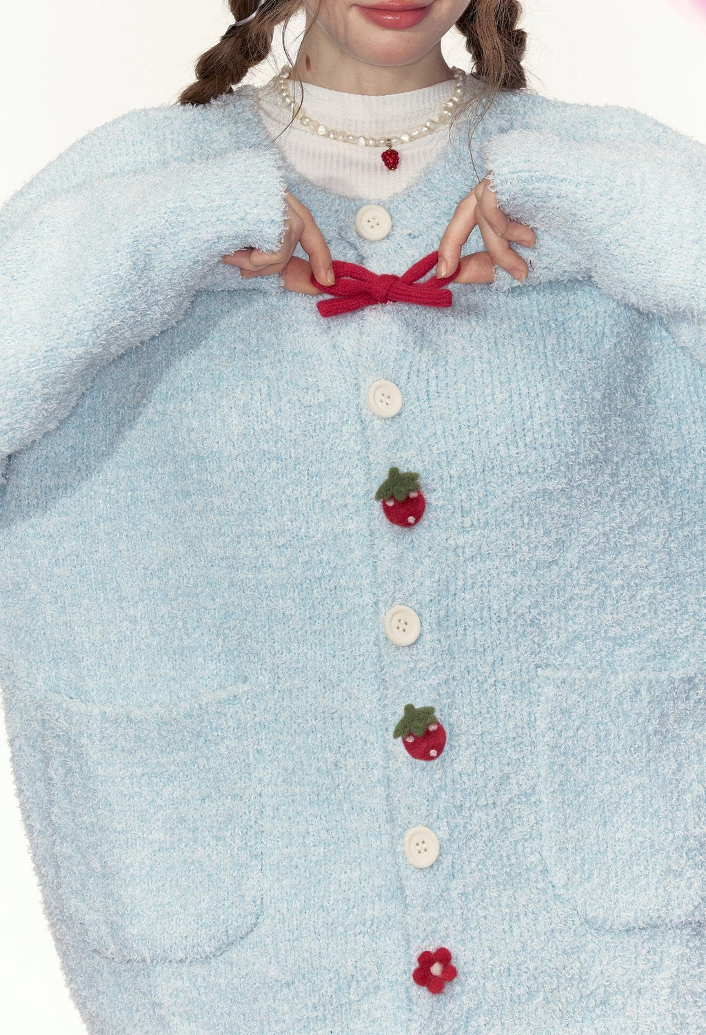 Strawberry Button Cardigan Sweater - COPPING THREADS - AYF
