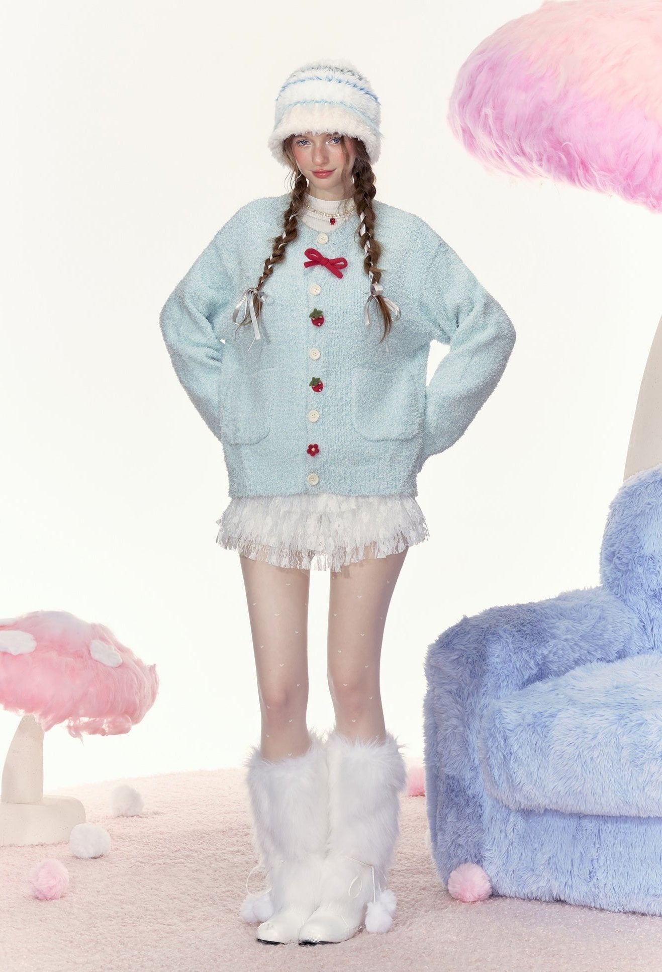 Strawberry Button Cardigan Sweater - COPPING THREADS - AYF