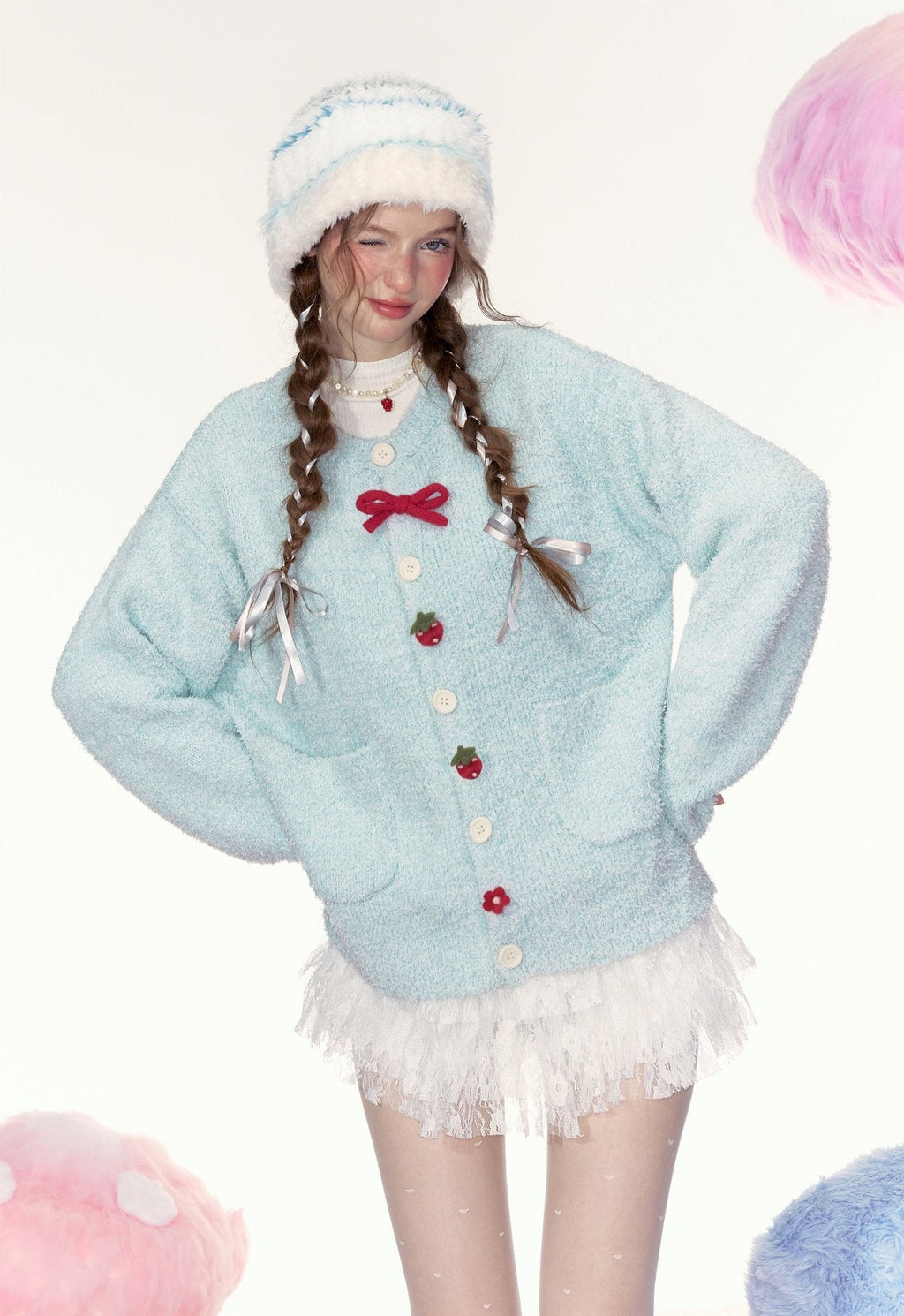 Strawberry Button Cardigan Sweater - COPPING THREADS - AYF