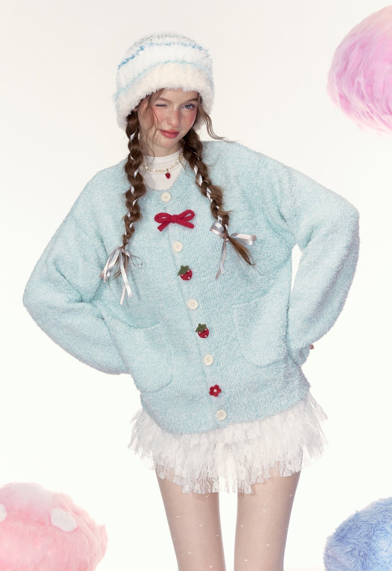 Strawberry Button Cardigan Sweater - COPPING THREADS - AYF