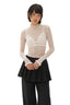 Stretch Lace Ruffled Mock Neck Fitted Long Sleeve Top - COPPING THREADS - MOROMORO