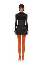 Stretch Lace Ruffled Mock Neck Fitted Long Sleeve Top - COPPING THREADS - MOROMORO