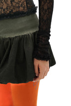 Stretch Lace Ruffled Mock Neck Fitted Long Sleeve Top - COPPING THREADS - MOROMORO