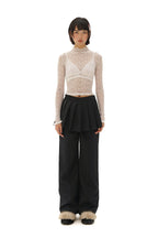 Stretch Lace Ruffled Mock Neck Fitted Long Sleeve Top - COPPING THREADS - MOROMORO