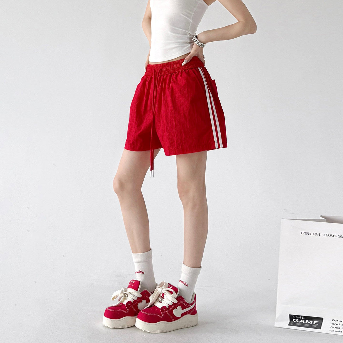 Stripe-Panel Drawcord Shorts - CT816 - COPPING THREADS - CT ORIGINALS