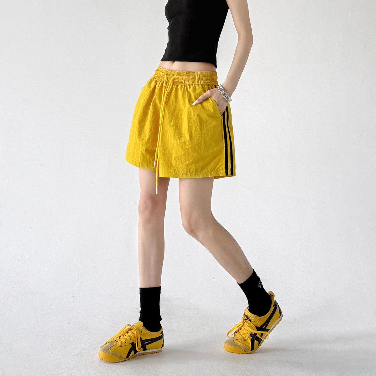 Stripe-Panel Drawcord Shorts - CT816 - COPPING THREADS - CT ORIGINALS