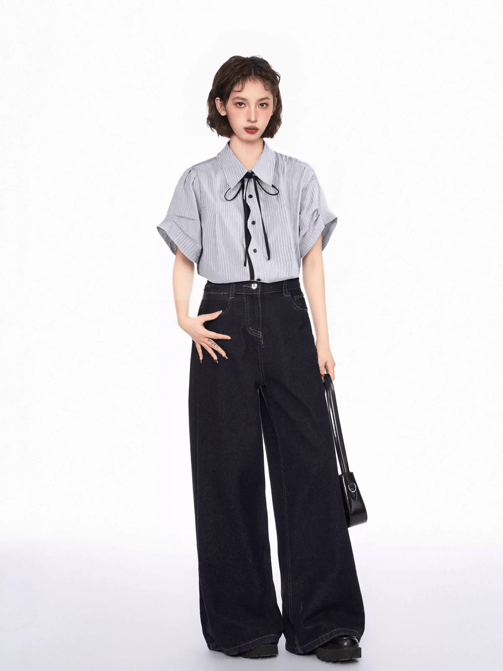 Striped Bow - Tie Polo Collar Shirt - COPPING THREADS - CT Select