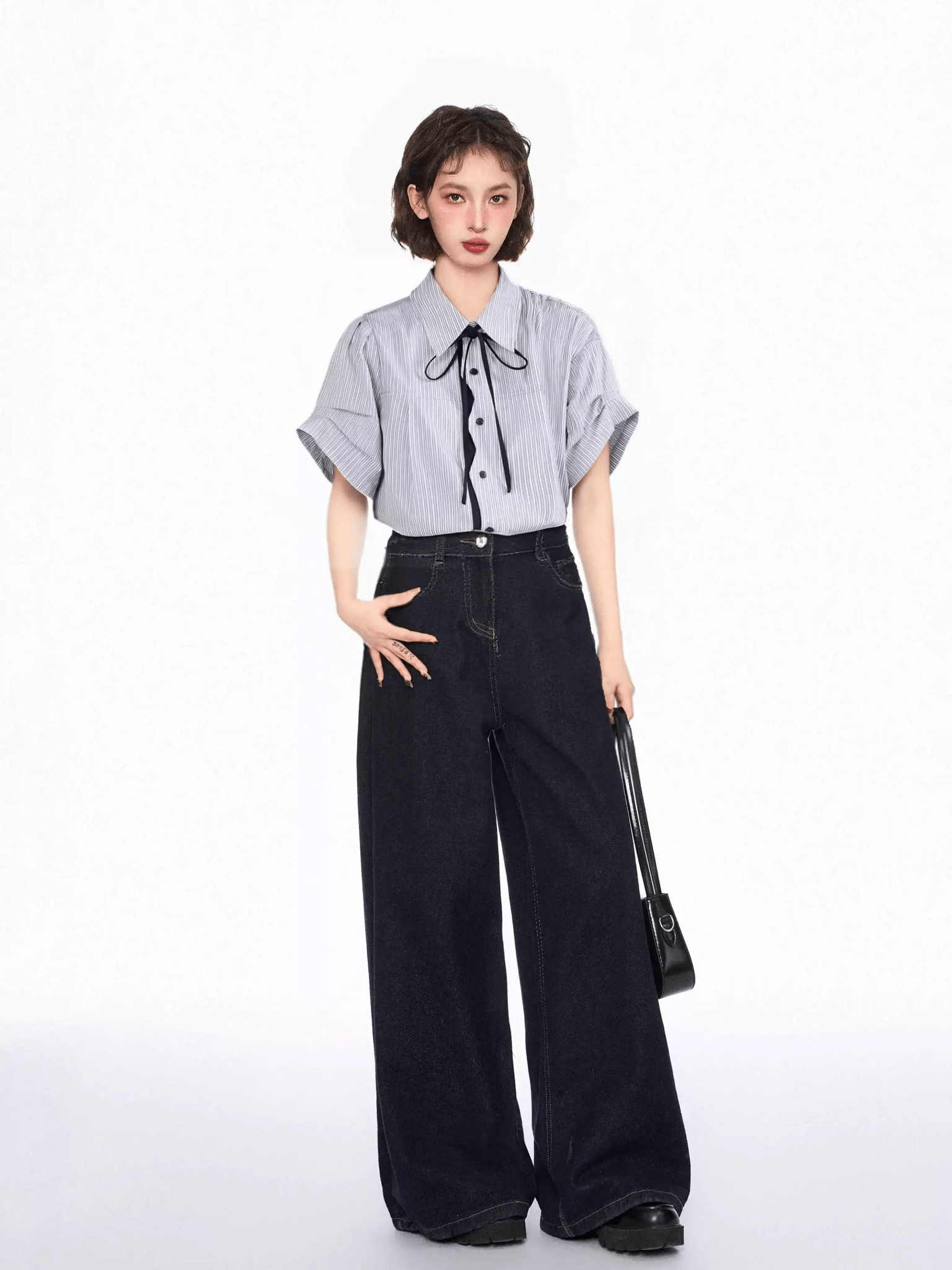 Striped Bow - Tie Polo Collar Shirt - COPPING THREADS - CT Select