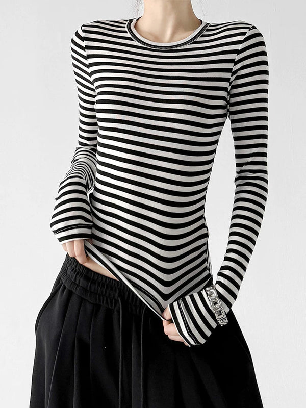 Striped Crewneck Long-Sleeve T-Shirt - COPPING THREADS - CT ORIGINALS