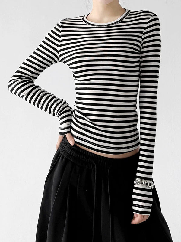 Striped Crewneck Long-Sleeve T-Shirt - COPPING THREADS - CT ORIGINALS