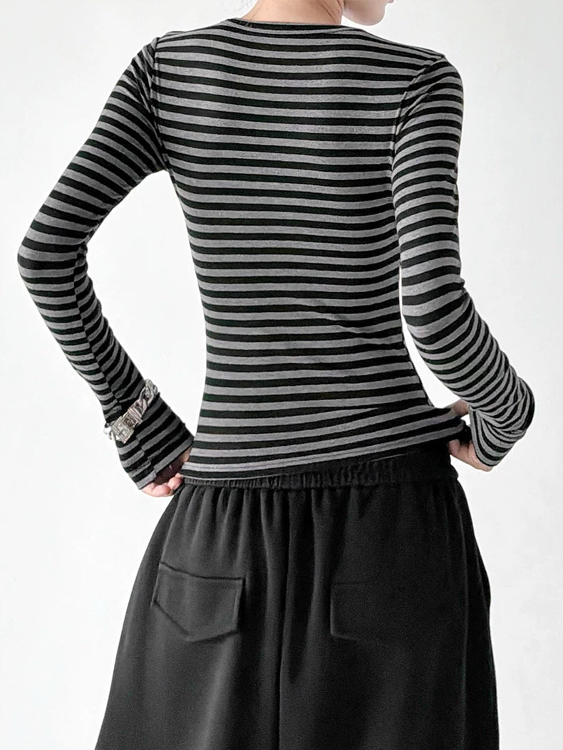 Striped Crewneck Long-Sleeve T-Shirt - COPPING THREADS - CT ORIGINALS