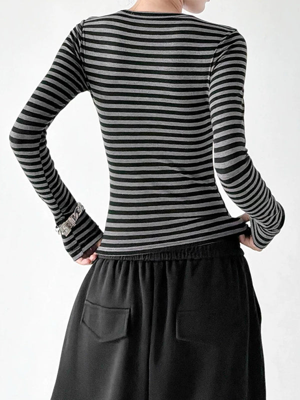 Striped Crewneck Long-Sleeve T-Shirt - COPPING THREADS - CT ORIGINALS