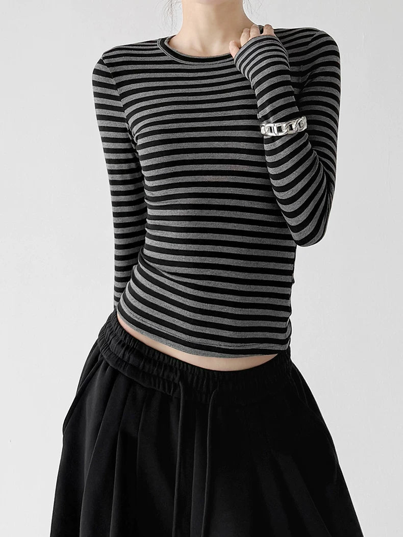 Striped Crewneck Long-Sleeve T-Shirt - COPPING THREADS - CT ORIGINALS