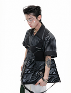 Striped Deconstructed Shirt with Layered Harness Vest - COPPING THREADS - ArguE CulturE