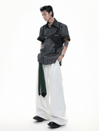 Striped Deconstructed Shirt with Layered Harness Vest - COPPING THREADS - ArguE CulturE