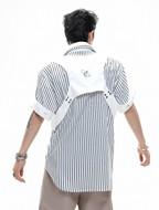 Striped Deconstructed Shirt with Layered Harness Vest - COPPING THREADS - ArguE CulturE