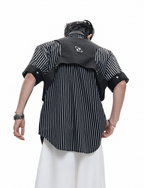 Striped Deconstructed Shirt with Layered Harness Vest - COPPING THREADS - ArguE CulturE