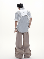 Striped Deconstructed Shirt with Layered Harness Vest - COPPING THREADS - ArguE CulturE