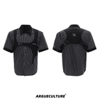 Striped Deconstructed Shirt with Layered Harness Vest - COPPING THREADS - ArguE CulturE