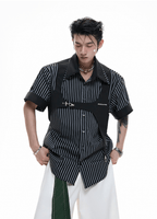 Striped Deconstructed Shirt with Layered Harness Vest - COPPING THREADS - ArguE CulturE