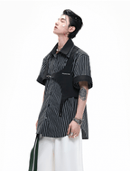Striped Deconstructed Shirt with Layered Harness Vest - COPPING THREADS - ArguE CulturE