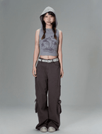 Striped Dolphin Graphic Cropped Hoodie Tank Top - COPPING THREADS - CT Coquette