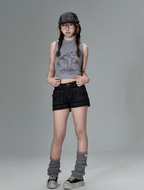 Striped Dolphin Graphic Cropped Hoodie Tank Top - COPPING THREADS - CT Coquette