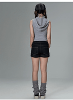 Striped Dolphin Graphic Cropped Hoodie Tank Top - COPPING THREADS - CT Coquette