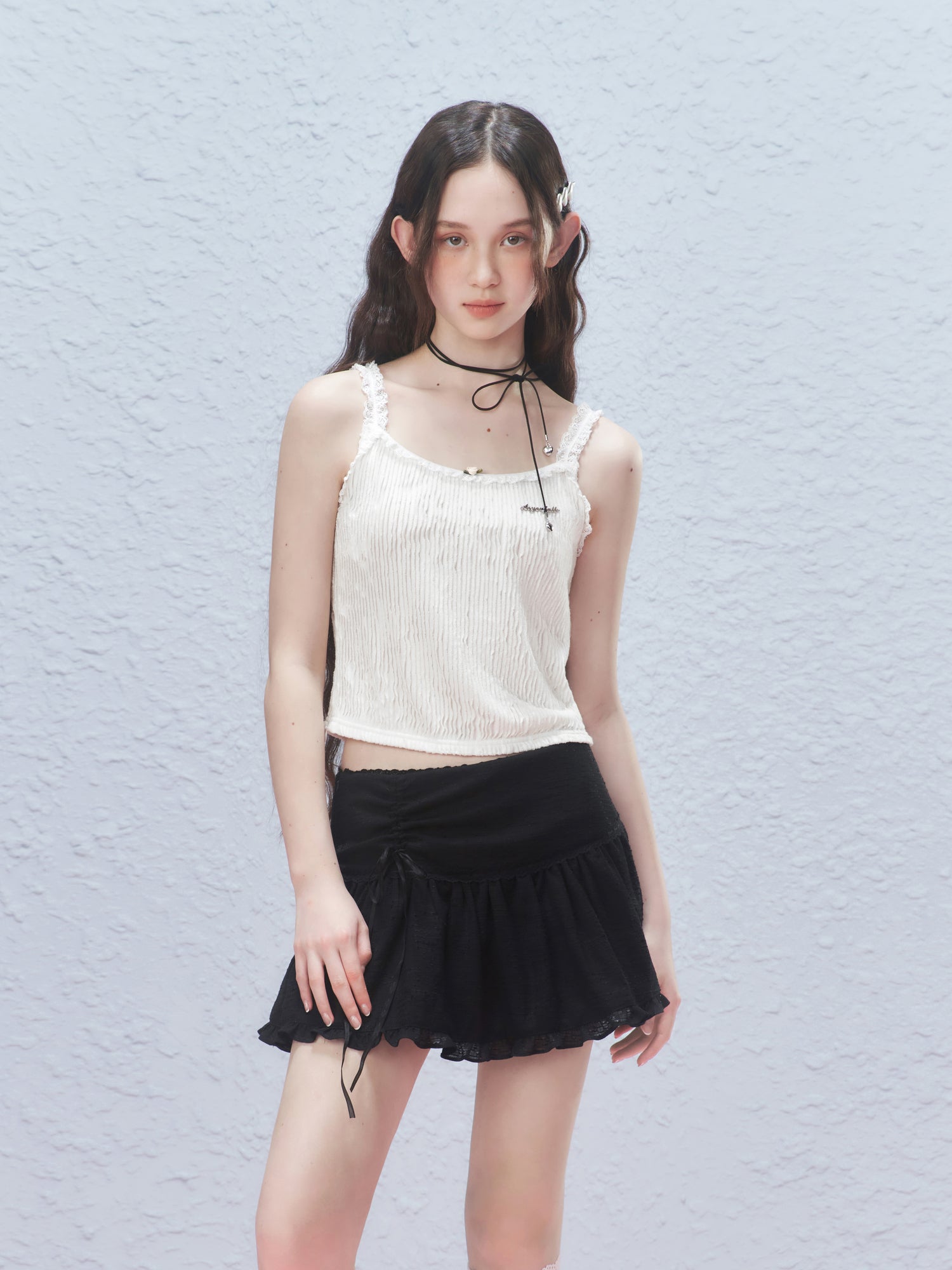Striped Embroidered Lace Camisole - COPPING THREADS - AYF
