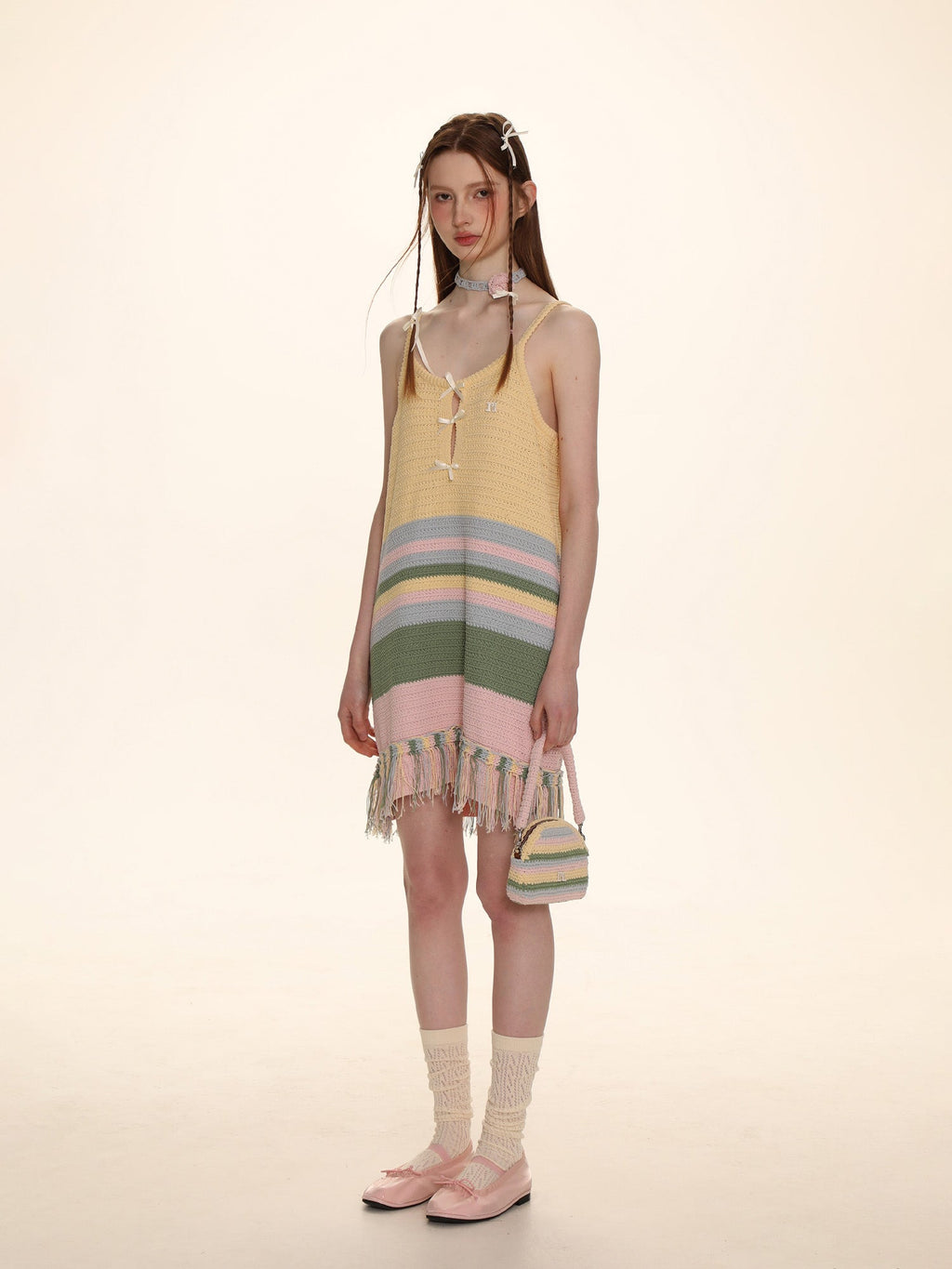 Striped Fringed Knit Dress - COPPING THREADS - MOROMORO