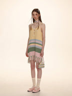 Striped Fringed Knit Dress - COPPING THREADS - MOROMORO