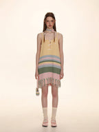 Striped Fringed Knit Dress - COPPING THREADS - MOROMORO